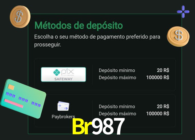 O cassino Br987 oferece uma grande variedade de métodos de pagamento